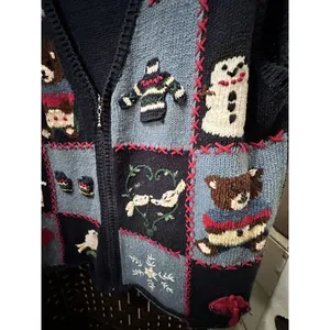 Holiday Sweater patchwork‎ Vest With Fun Winter Motifs Capacity Blue Size M thumbnail 3