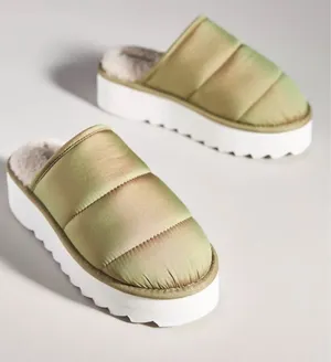 Maeve Anthropologie Puffy Platform Slippers 6/7 Sz S Green thumbnail 1