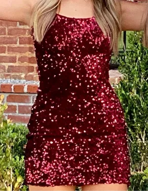 Red Sequins Dress Size XS thumbnail 2