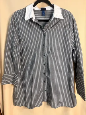 Scoop Oversized Cotton poplin blouse Gray Size L thumbnail 2