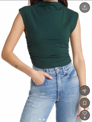 Reformation Lindy Knit Top Dark Green XS thumbnail 1