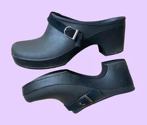 Crocs Sarah Black Slip On Heeled Dual Comfort Lightweight Clogs 🔥 thumbnail 1