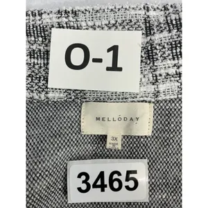 Womans Mellowday Size 3X White Black Open Front Cardigan Coat thumbnail 3