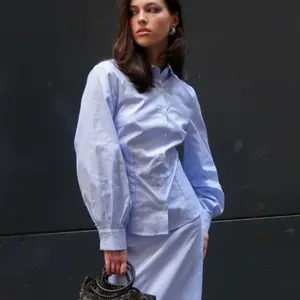 Mode Mischief Oversized Cinch Shirt Striped Cotton‎ Button Down XS Long Sleeve thumbnail 3