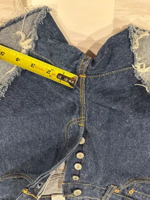 vintage 90s levi’s 501 red tab dark wash high waisted denim cutoff shorts USA thumbnail 6
