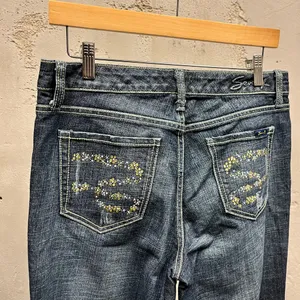 Seven7 Vintage Y2K McBling Rhinestone Back Low Rise Flare Jeans 8 Bling Glitter thumbnail 3