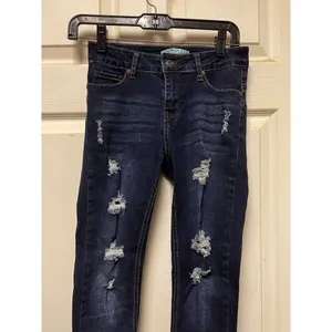 Wax Jean Size 1 Womens Juniors Blue Denim Skinny Stretch‎ Distressed Cuff thumbnail 2