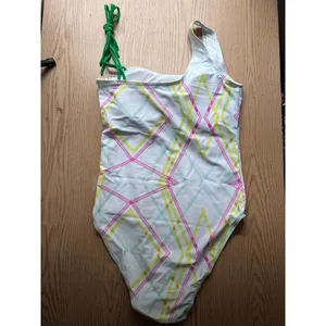 B45 New Women AMI 1pc White Pink Green Yellow Swimsuit size Medium thumbnail 3