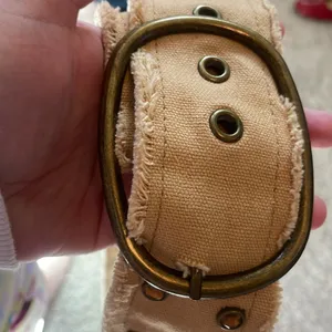 Vintage Y2k sparkling frayed fabric belt in tan thumbnail 5