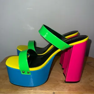 Cape Robbin Neon Colored Double Strap Platform Mule Heels Women’s Size 9 NEW thumbnail 8