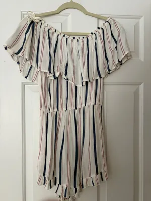 Boutique Striped flowy Romper thumbnail 4