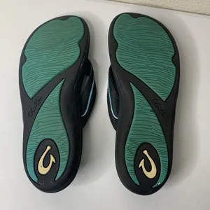 Olukai Bright Blue Black Sandals Flip Flops Women’s Sz 8 *See Note thumbnail 6