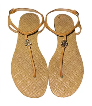 Tory Burch Tan Quilted Sandals thumbnail 1