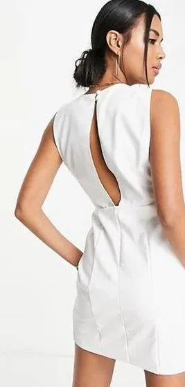 ASOS DESIGN NWT faux leather mini dress in white size 4 thumbnail 1