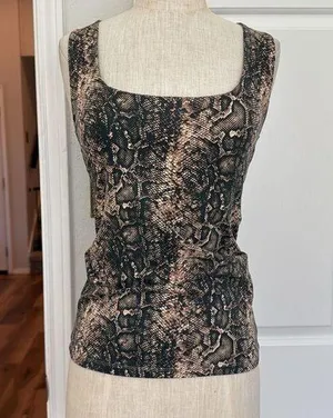Snakeskin Print square neck Sleeveless Top Zara thumbnail 1