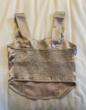 Cider Cream Satin Corset Top thumbnail 1