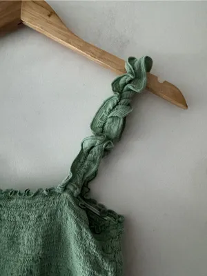 Aerie Green Jungle Thrills‎ Smocked Top Ruffle Straps thumbnail 3