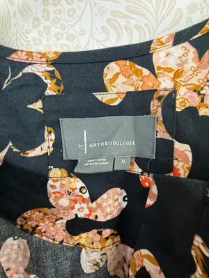 Anthropologie Black 100% Cotton Floral Print Somerset Mini Dress - Size - XL thumbnail 8