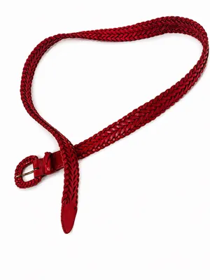 Genuine Leather Braided Belt Red Made in Argentina Western Boho thumbnail 2