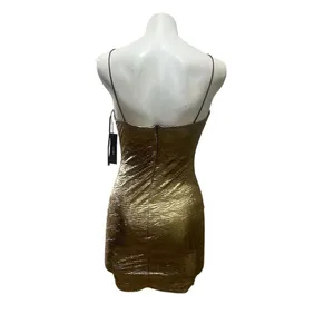 Lulus Gold Bodycon Dress Women's S Sleeveless Party Cocktail Short thumbnail 8