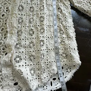 Free People FP One Yesenia Blouse M Crochet Embroidered Button Down Ivory Boho thumbnail 11