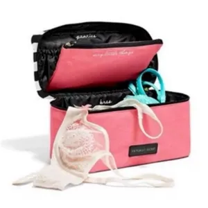 Victoria’s Secret Travel Case Pink Black Stripe Sexy Little Things NWT Gift thumbnail 2
