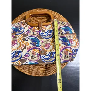 Relic Paisley Canvas Satchel Handbag Multi-Color‎ Wooden Handle Boho Bag thumbnail 3
