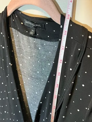 Banana Republic Women’s Black White Polka Dot Wrap Dress XS Classic‎ Business thumbnail 9