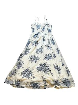 Womens Floral Midi Sundress Milkmaid Empire Waist Tie Front Ruffles Cottagecore thumbnail 6