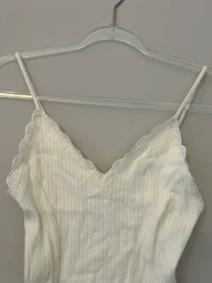 Forever 21 White Lace-Trimmed Bodysuit (Double-Lined Chest, Not See-Through) thumbnail 2