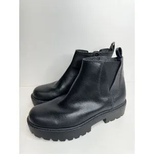 Zodiac‎ Ankle Booties Size 5 Black Chunky Sole Block Heel Faux Leather Boots thumbnail 3