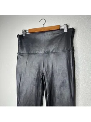Spanx Women's Faux Leather Leggings 2X Black Ankle Full Length Edgy High Waist thumbnail 7
