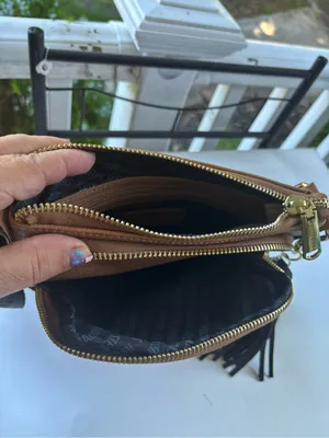 Steve Madden Taupe Embossed Crossbody with Black Tassel Strap thumbnail 9