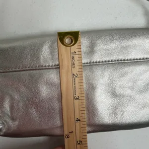 Coach Small Ashley Baguette Clutch Metallic Silver Leather Pleated Logo Y2K thumbnail 12