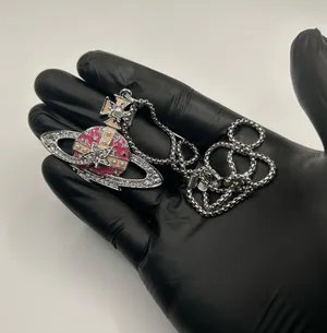 Vivienne Tam Vivienne Westwood Silver Pink Necklace Orb New Chain Adjustable Pendant 18” thumbnail 1