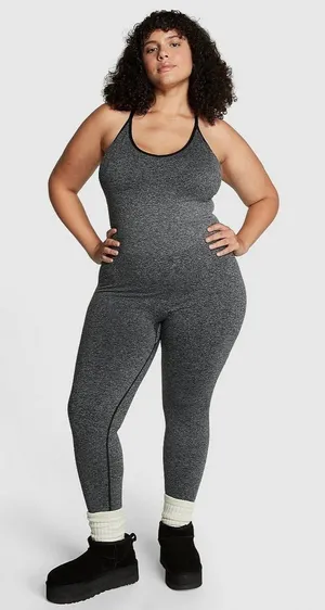 Celebrity Pink Active Seamless Workout Jumpsuit Women’s Small Gray One Piece Athletic Outf thumbnail 1