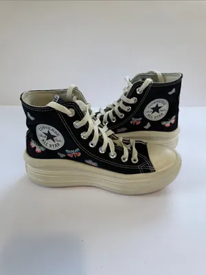 Converse Black High-Top All Star Sneakers with Butterfly Embroidery thumbnail 3