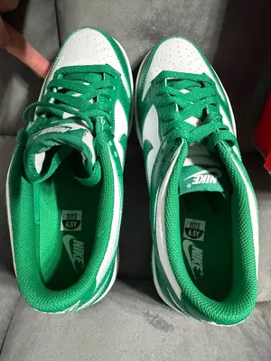 Nike Dunk Low (GS) White Malachite 6.5 Unisex Kids Leather Sneaker FB9109-114 thumbnail 5
