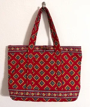 Vera Bradley Villa Red toggle tote shoulder bag, vintage Vera thumbnail 1