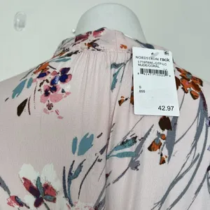 NEW Lovestitch floral midi dress SMALL short flutter sleeves Pockets pink thumbnail 12