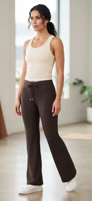 Velocity Active Stretch Raven 7/8 Flare Pants in Brown, Size L thumbnail 1