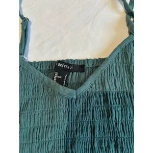 Forever 21 Teal Smocked Peplum Cami Top Adjustable Straps Boho Y2K Small thumbnail 3