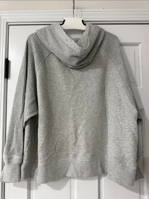Aerie Hoodie Pullover Waffle Knit Oversized Gray Sweatshirt Cozy Size XL Coastal thumbnail 10