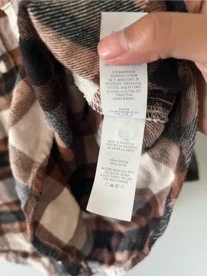 Aerie 100% Cotton Oversized Brown Button Up Flannel Shirt Large Rustic Fall thumbnail 5