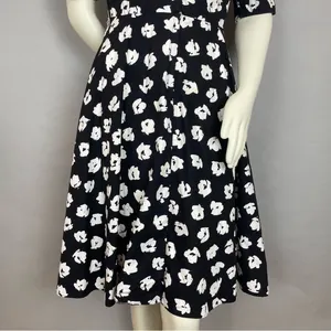 Vintage‎ Dress Floral Party Puffed Sleeves 1980s Flared Skirt Princess Seams thumbnail 5