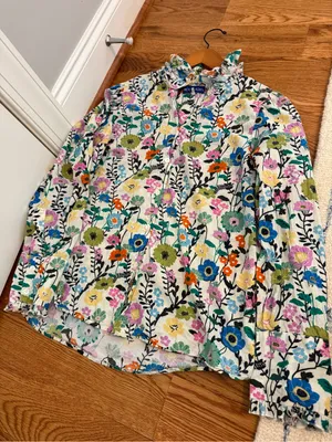 Ro's Garden Long Sleeve Button Front Blouse Top in "Botanic Multi" print Size M thumbnail 7