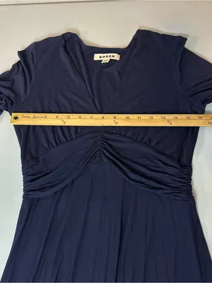 Boden Women’s Classic Jersey Knit Faux Wrap V-Neck Maxi Dress Navy Blue Size 6R thumbnail 6