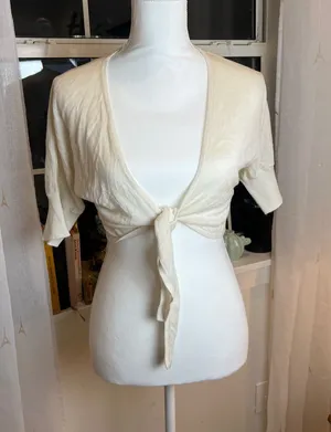 BONGO Y2K Cream Tie-Front Bandeau Top size medium. thumbnail 1