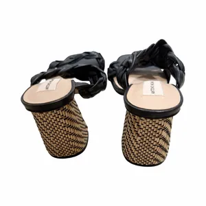 ANTONIO MELANI Mule Leather Woven Heels Black Sandals Sz Sz 11 thumbnail 2