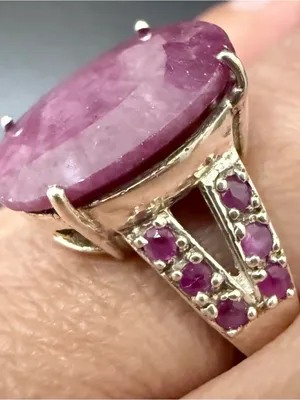 925 Silver Natural Ruby Gemstone Cocktail Ring Size 7.5 Pink thumbnail 3